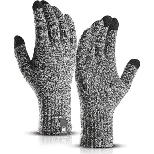 Winter Knitted GloveWool Touch Screen Gloves Bike Gloves Men Warm Short Plush Full Finger Sport Cycling Gloves Thermal Glove