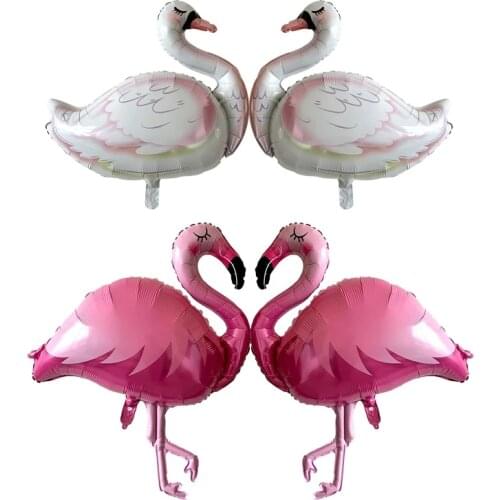 1pc White Blue Pink Swan Flamingo Foil Balloons Wedding Forest Happy Birthday Party Decoration Baby Shower Cartoon Animals Girl
