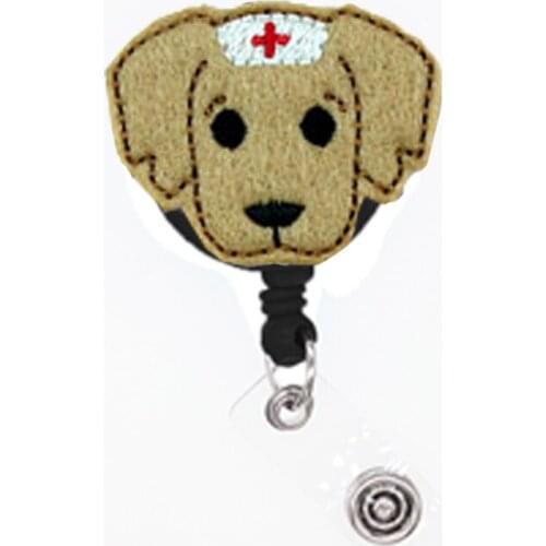 100pcs/lot Animal Dog Pig Frog Shape Felt Medical ID card yoyo Pull Badge Reel Holder Nurse Name Badeg Reel