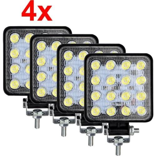 2/4Pcs 48W Square LED Work Light 4x4 Car Spot Beam Lamp for 12V 24V Offroad SUV ATV Tractor Boat Truck 4WD Working Light