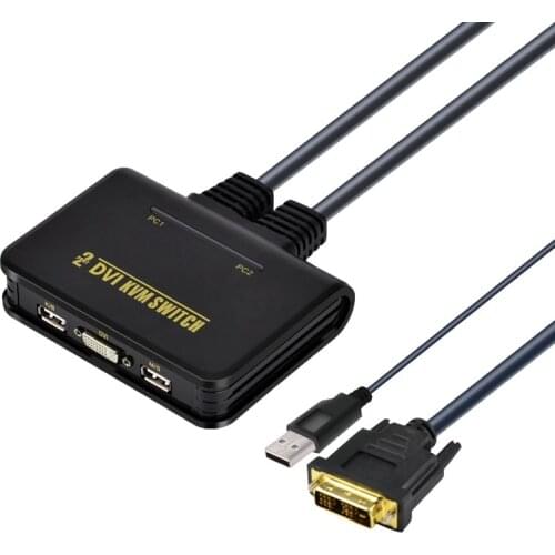 2 Port KVM DVI Switch USB 2.0 DVI KVM Converter Switcher Audio Video Kabel Fr Monitor Computer Tastatur Maus