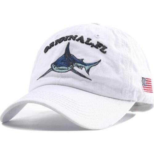 2021 New Unisex Embroidery Shark Cotton Baseball Cap Women Men Retro Vintage Snapback Streetwear Casual Dad Hats Casquettes