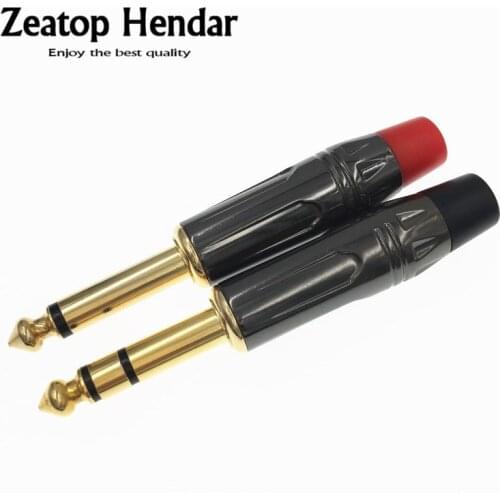 1Pcs 6.35mm Audio Plug 6.3 2 Pole Mono / 3 Pole Stereo Jack Gold-Plated 6.3MM 1/4 Inch Microphone Soldering Cable Connector