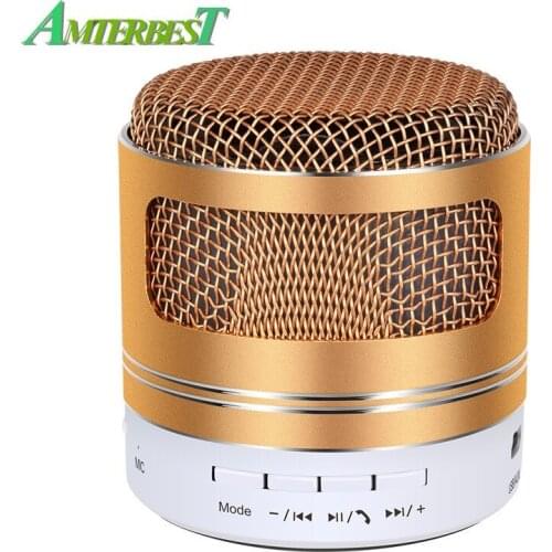 AMTERBEST Mini Bluetooth With Mic Speaker Stereo Sound Support FM Radio TF Card Loudspeaker Metal Surface Portable Music Play