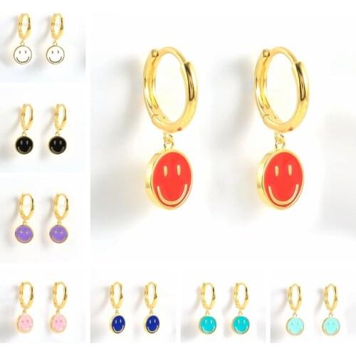 BOAKO 2021 Trend 925 Sterling Silver Huggie Earrings For Women Smiley Earrings Dangle Ear Piercing Pendientes Joyero Gifts Aros