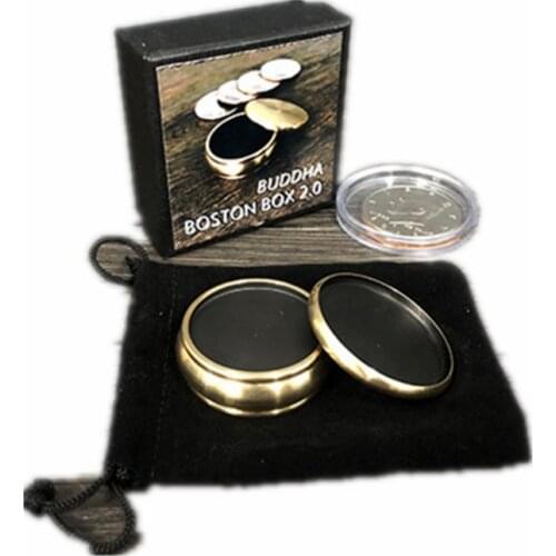Buddha Boston Box 2.0 + Half Dollar Shell Magic Tricks Close Up For Professional Magicians Illusions Gimmick Coin Penetrate