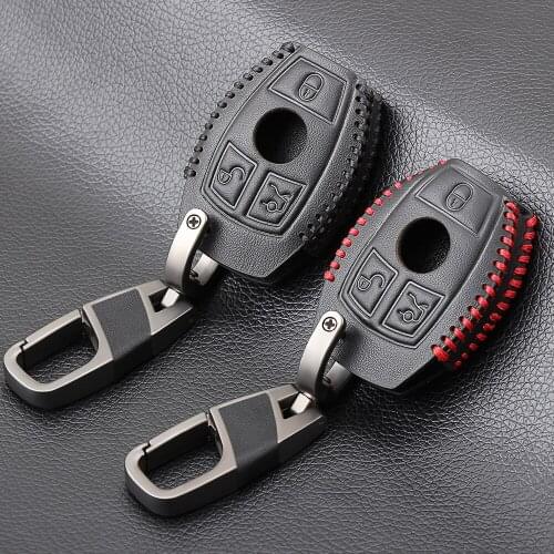 Genuine Leather Car Remote Key Shell Key Case Cover for Mercedes Benz Class W205 E Class W212 A B S GLC GLA GLK Car Accessories