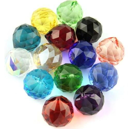 Colorful Color Glass Prism Chandelier Pendant Feng Shui Crystal Faceted Ball For Hanging Decoration