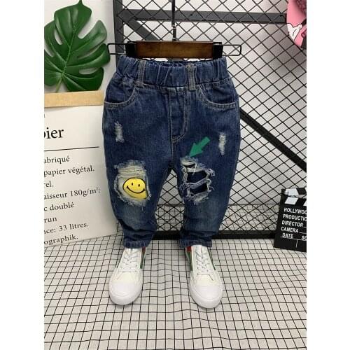 2020 Kids Boys Jeans Fashion Clothes Ripped pants Denim Clothing Children Baby Boy Popular Cowboy Long Trousers AS42
