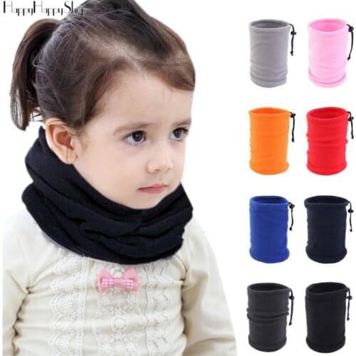 1PCS Kids Girls/Boy Polar Fleece Thickened NECK WARMER Scarf Tube Style Adjustable Face Cover Veil Camping Skiing Cap Headwear