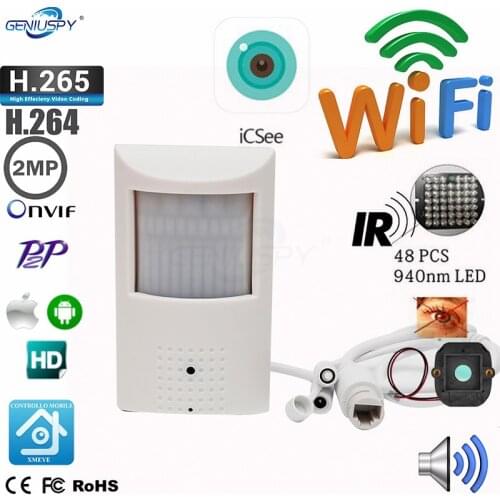 P2P WIFI TF Card Slot 2MP 1080P PIR Style Indoor Onvif Wireless IP Camera Invisible 940nm IR LED Built-in MIC XMEYE ICSEE