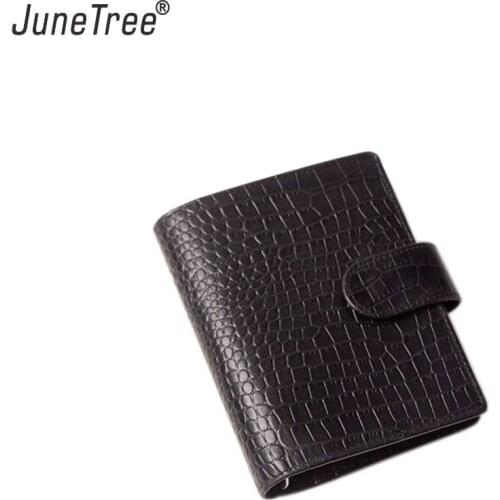 Junetree Pocket Planner A7 Size Notebook in Floppy Version with 19mm Rings Croc Grain Agenda Organizer Diary Journal