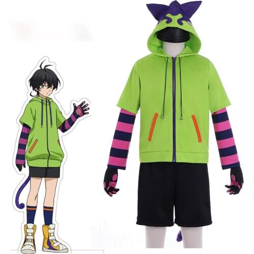 Sk8 The Infinity Anime Cosplay Costumes Miya Chinen Cosplay Hooded Zipper Costume Short Wig Hoodie Jacket Tail Gloves Party Prop