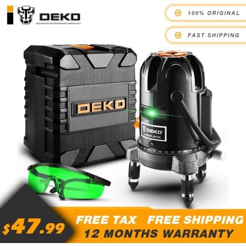 DEKO LL5 Series 5 Line 6 Points Laser Level Self-leveling Horizontal&Vertical 360 Degree Adjustment Green With Tripod 3D