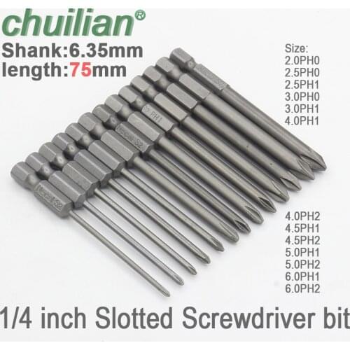 1PCS 75mm long Hex Shank Magnetic Phillips Cross Screwdriver Bit Electric Screwdriver Head