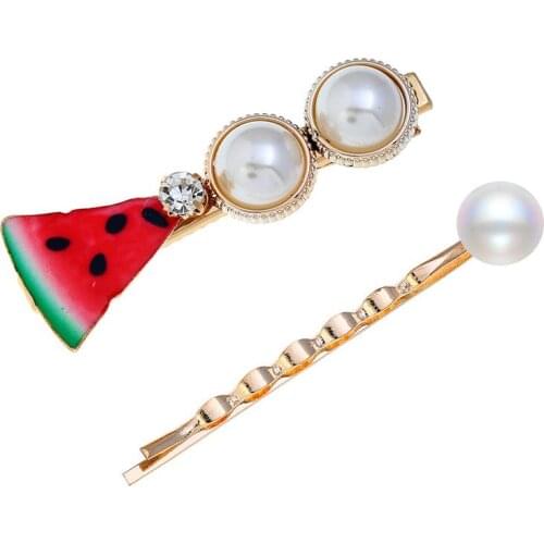 MISANANRYNE Pearl Hairpins One Character Clip Women Girls Trendy Headwear Barrettes Fashion Hair Accessories Hairgrip Wholesale