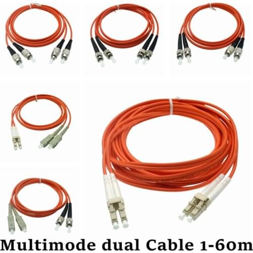 Multimode Dual LC TO SC TO FC TO Double ST Carrier Grade Gigabit Multimode Dual Core Optical Fiber Jumper Cable Cord 1m-50m 60m