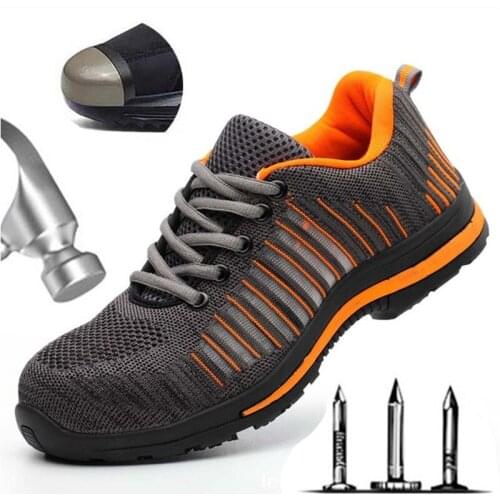 Mens Summer Work Shoes Fish Net Surface Breathable Work Safety Boots Steel Toe Cap Anti-Smashing Protective Boots Safety Shoes