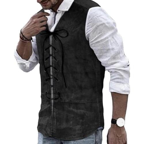 Mens Deerskin Velvet V-neck Solid Color Steampunk Vest Gothic Jacket Retro Victorian Jacket Gentleman Cosplay Costume