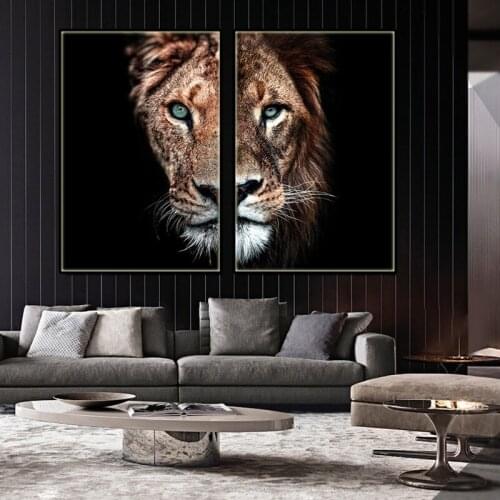 Black Wild Tiger Canvas Painting Wall Art Animal Print Posters Modern Minimalist Living Room Picture Wall Aesthetic Room Decor