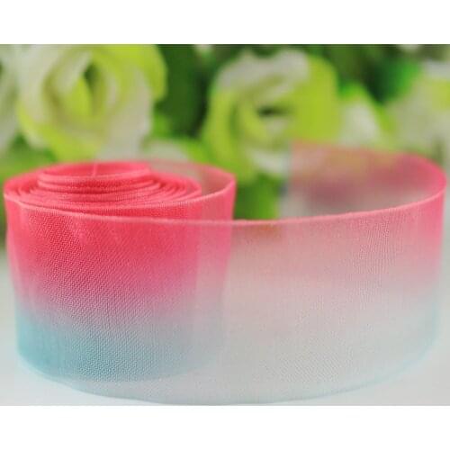 New 1'' 25mm Custom printed gradient sheer organza ribbon DIY handmade fabric decoration gift wrap 25 yards