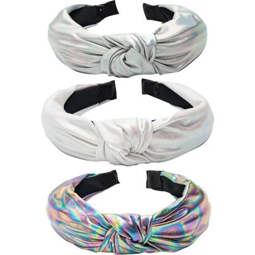 New Arrival Retro Bright Leather Cross-Knotted Headband Style Women Simple Wide Hair Fixer Headband Hair Accessory