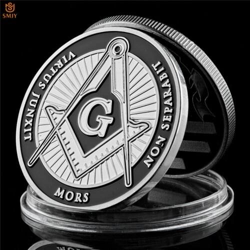 Free And Accepted Masons Logo Silver Plated Commemorative Coin Of Religious Brotherhood For Business Gifts