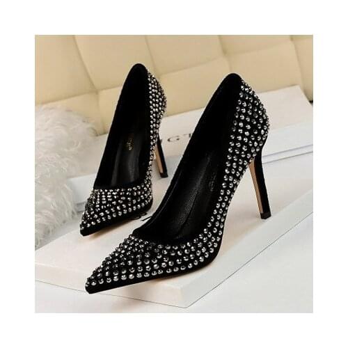 Luxury Stilettos Women Pumps Elegant Crystal Lady Shoes Spring Summer High heels 8.5CM Shallow Pointed Toe Wedding Bridal Shoes
