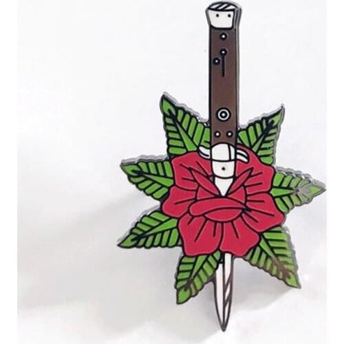Rose Dagger Hard Enamel Pin Badge