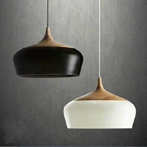 Modern lamps pendant lights Wood and aluminum lamp black/ white restaurant bar coffee dining room LED hanging light fixture