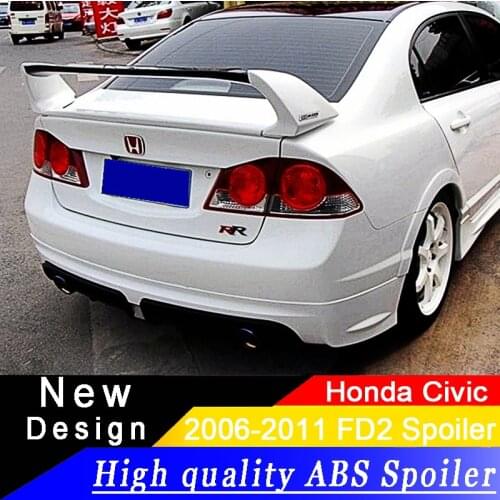 For Honda Civic 2006-2011 ABS FD2 Spoiler Three Parts or Four Parts Civic Car Boot Cover Rear Wing