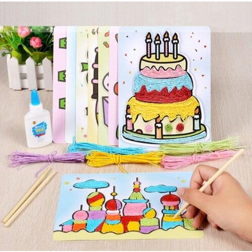 Childrens Handmade Material Bag Diy Paper Rope Painting Kindergarten Rope Sticker Rope Paste Painting Girl Toys Children Gifts