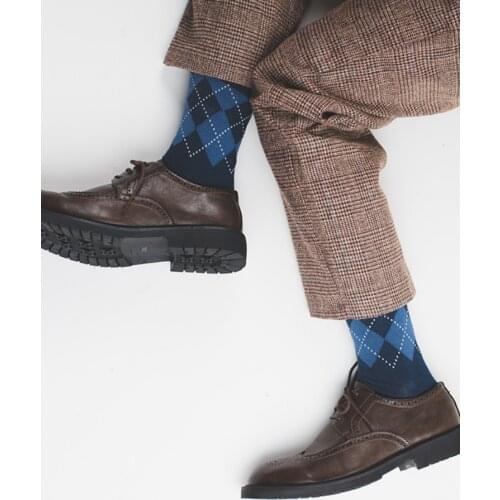Successful Man Socks Success in Chasing Girls Socks British Style Plaid Mens Socks New Rhombus Boneless Socks Stockings