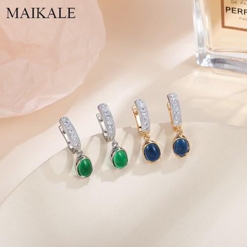 MAIKALE Multiple Korean Earrings AAA Cubic Zirconia Copper Gold Plated Stud Earring for Women Jewelry Fashion Gifts