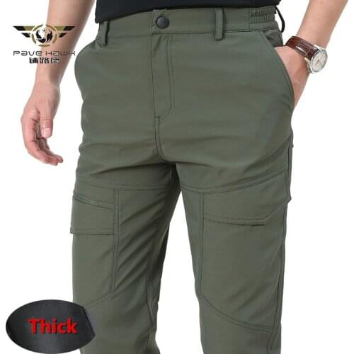 Winter Thick Warm Cargo Pants Mens Casual Waterproof Windproof Soft Shell Long Trousers Tactical Military Fleece Pants M-4XL