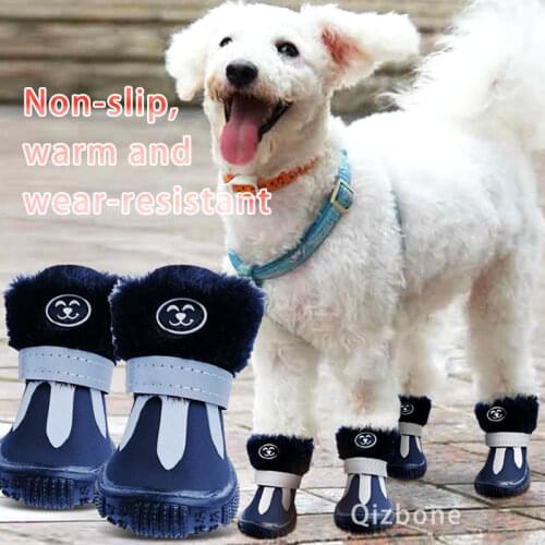 Shoes For Dogs Winter Pet Dog Shoes For Small Dogs Warm Snow Boots Waterproof Fur Non Slip Chihuahua Shoes Reflective Dog Boots