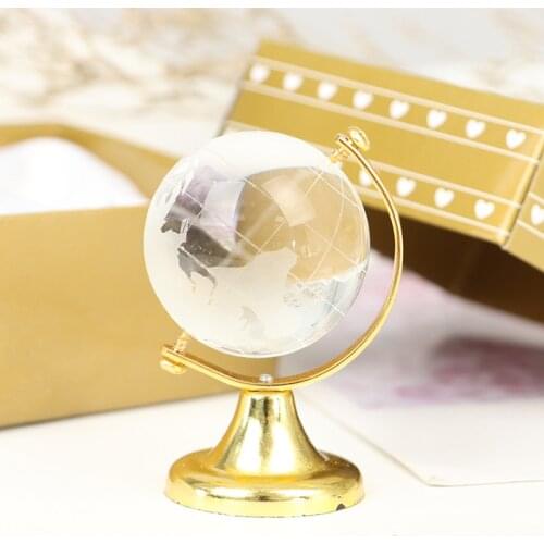 Gold Stand Crystal World Globe Home furnishings Brithday Gift With Decorate Box