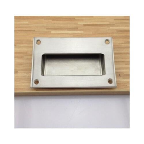 1PCS 304 Stainless Steel 12.8cm x8.3cm Rectangle Shaped Embedded Door Handle, Hidden Buckle Dark Handle,Sliding Door Knob