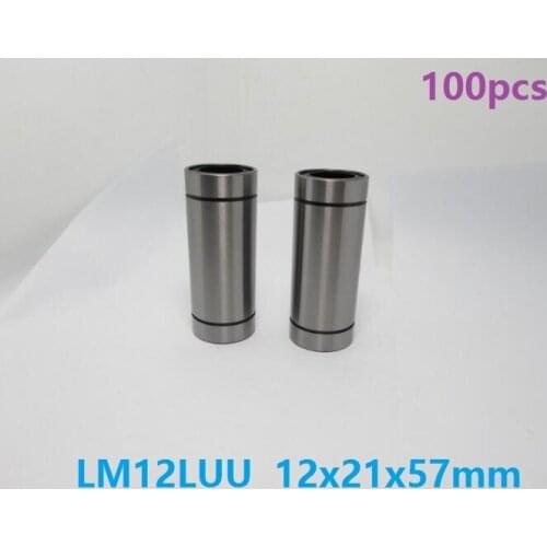 100pcs/lot LM12LUU 12mm Long type linear bearings bushing ball bushings for 3d printer parts cnc parts linear guide 12x21x57 mm