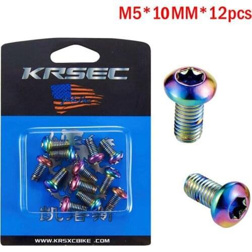 12pc MTB M5 Disk Brake Rotor Bolts 10mm Mountain Bike Ultralight Brake Rotor Screw Bettery Bike Brake Accessories