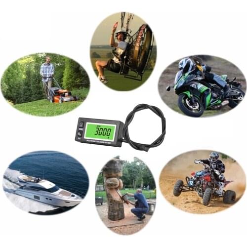 2&4 Stroke Hour Meter Tachometer Voltmeter For Gas Petrol Engine Motocross Clock For Outboard Lawn Mower Waterproof