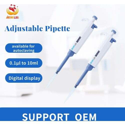 2020 Pipette Support OEM Logo 100-1000ul Lab Adjustable Pipette
