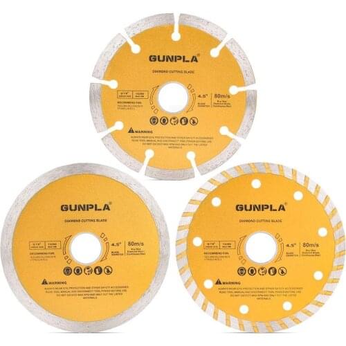 3pcs 115mm Diamond Cutting Blade Continuous/ Segmented/ Turbo Rim Dry Wet Circular Saw Cutter Angle Grinder Disc 7/8 inch Arbor