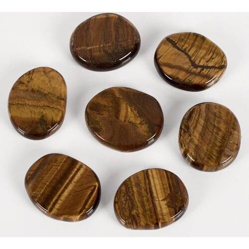 7 Pieces Natural Tiger Eye 25X22X5mm Handcraft Palm Tumbled Stone Crystal Reiki Quartz Chakra Healing Home Decor Feng Shui Masco