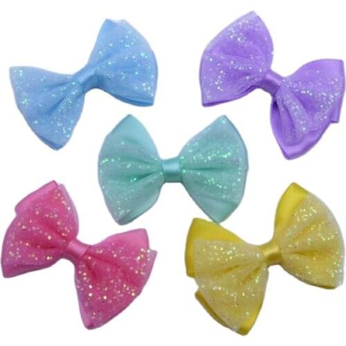 10pcs Shining Bow Jewelry Patch Flower Applique Accessories Trim Sewing Doll Dress Parche 3D Flower Patches Stickers parches P27