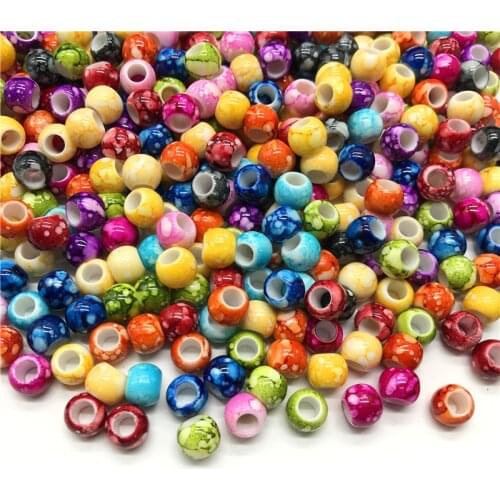30pcs/lot 10mm Big Hole Round Beads for Jewelry Making Acrylic Beads Multicolor Loose Bead Jewelry DIY Accessory