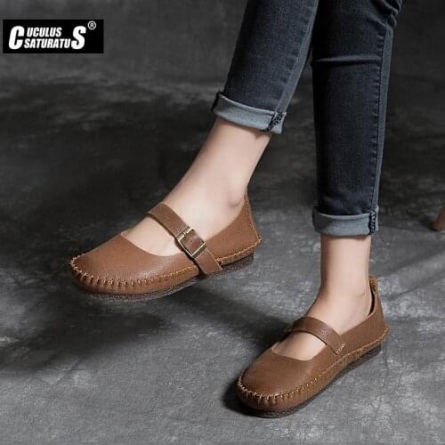 Cuculus Full-grain Cow Leather Loafers Casual Shoes Women Slip-On Sneaker Comfortable Loafers Women Flats Feminino Zapatos