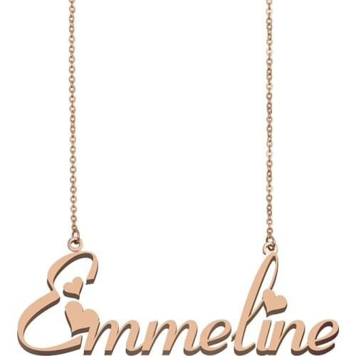 Emmeline Custom Name Necklace Personalized Gold Stainless Steel 925 Silver for Women Girls Best Friends Birthday Christmas Gift