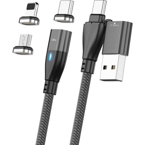 100W 2 in 1 PD Charging Cable Magnetic Cable For iPhone 12 Micro USB Type C Cable For Laptop Samsung Huawei Xiaomi Charger Wire