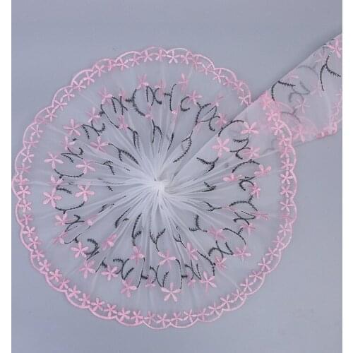 30Yards Free Shipping Pink Soft Cloth Embroidery Lace Trim Lace Fabric 20cm Width for Sexy Bra